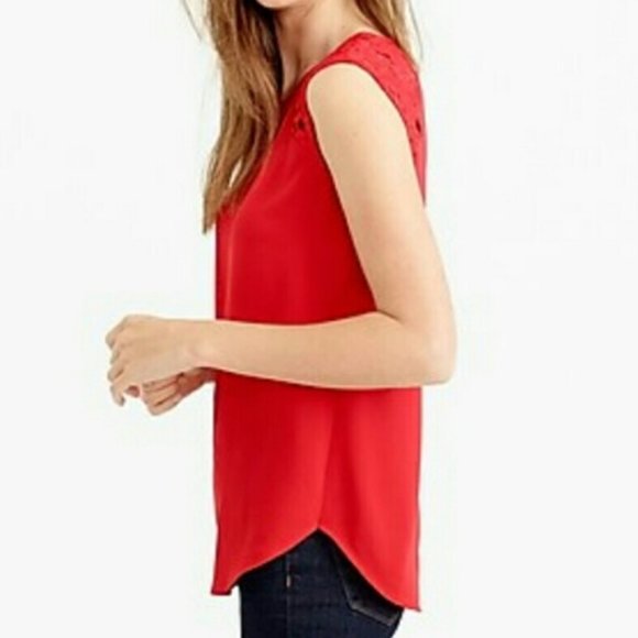J. Crew Sleeveless Top with Lacy Shoulders - Picture 11 of 11